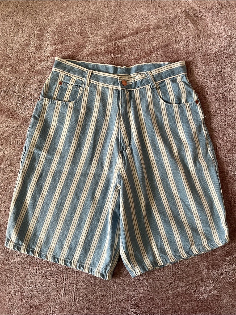 Striped Blue and White Women’s High-Rise Shorts